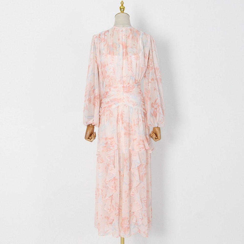 Cleopatra Floral Pleated Print Maxi Dress - Picture 4 of 5
